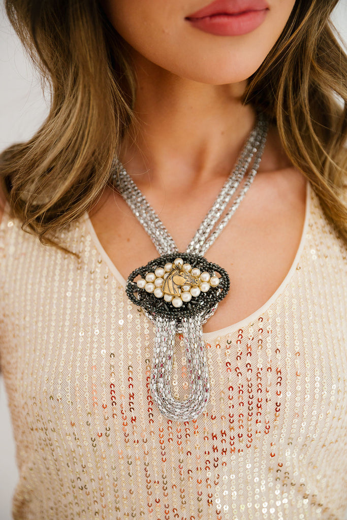 GOLDEN HORSE SILVER LOOP NECKLACE NECKLACE Judith March