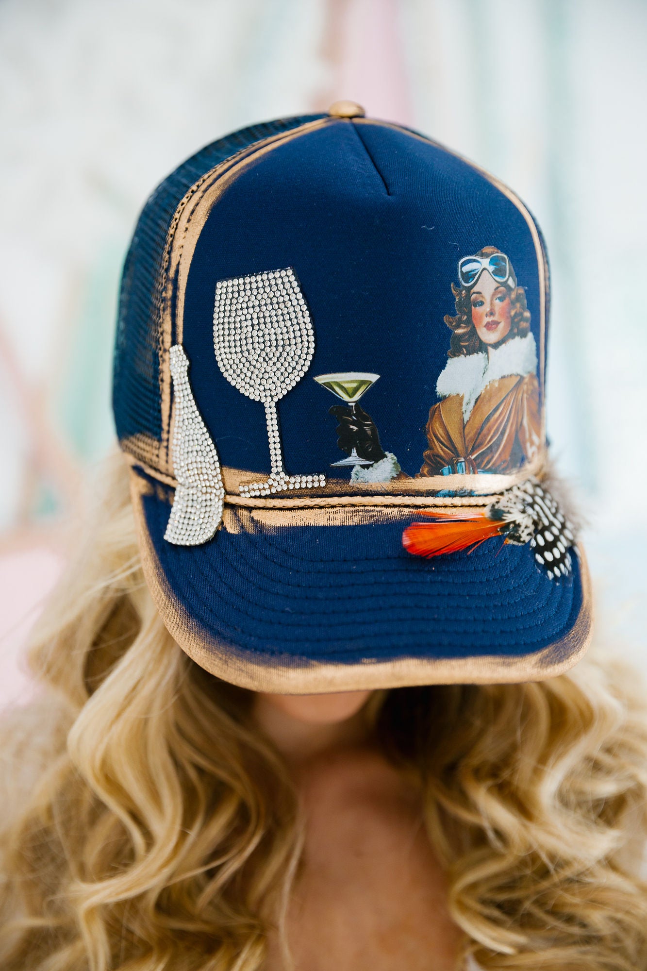 APRÈS SKI NAVY TRUCKER HAT HAT Judith March