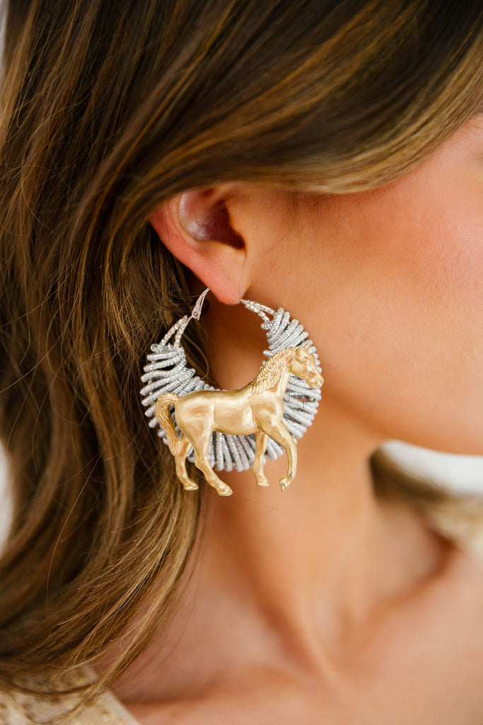 GOLDEN HORSE SILVER EARRINGS earrings Judith March