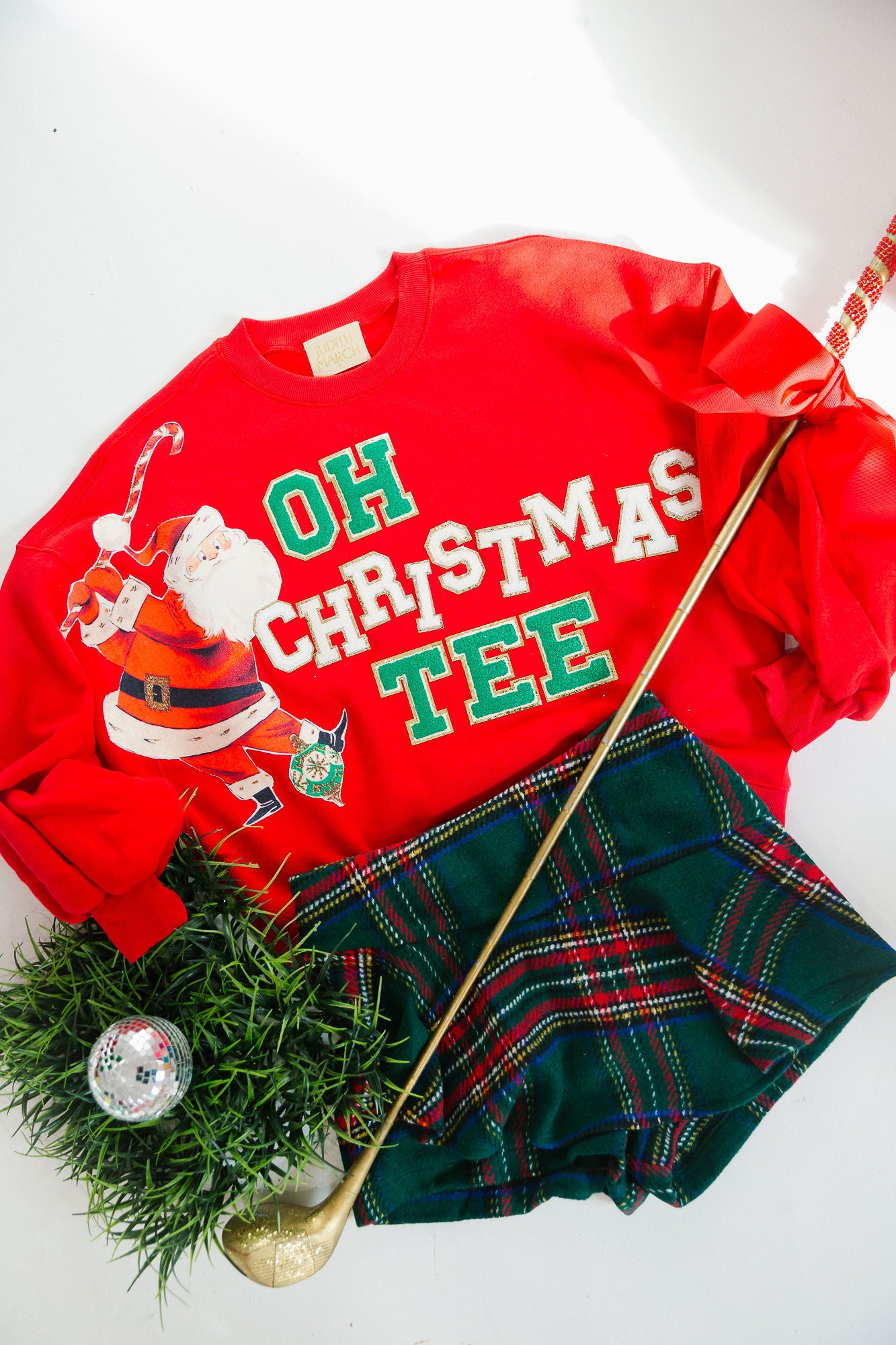 OH CHRISTMAS TEE RED PULLOVER PULLOVER Judith March SMALL