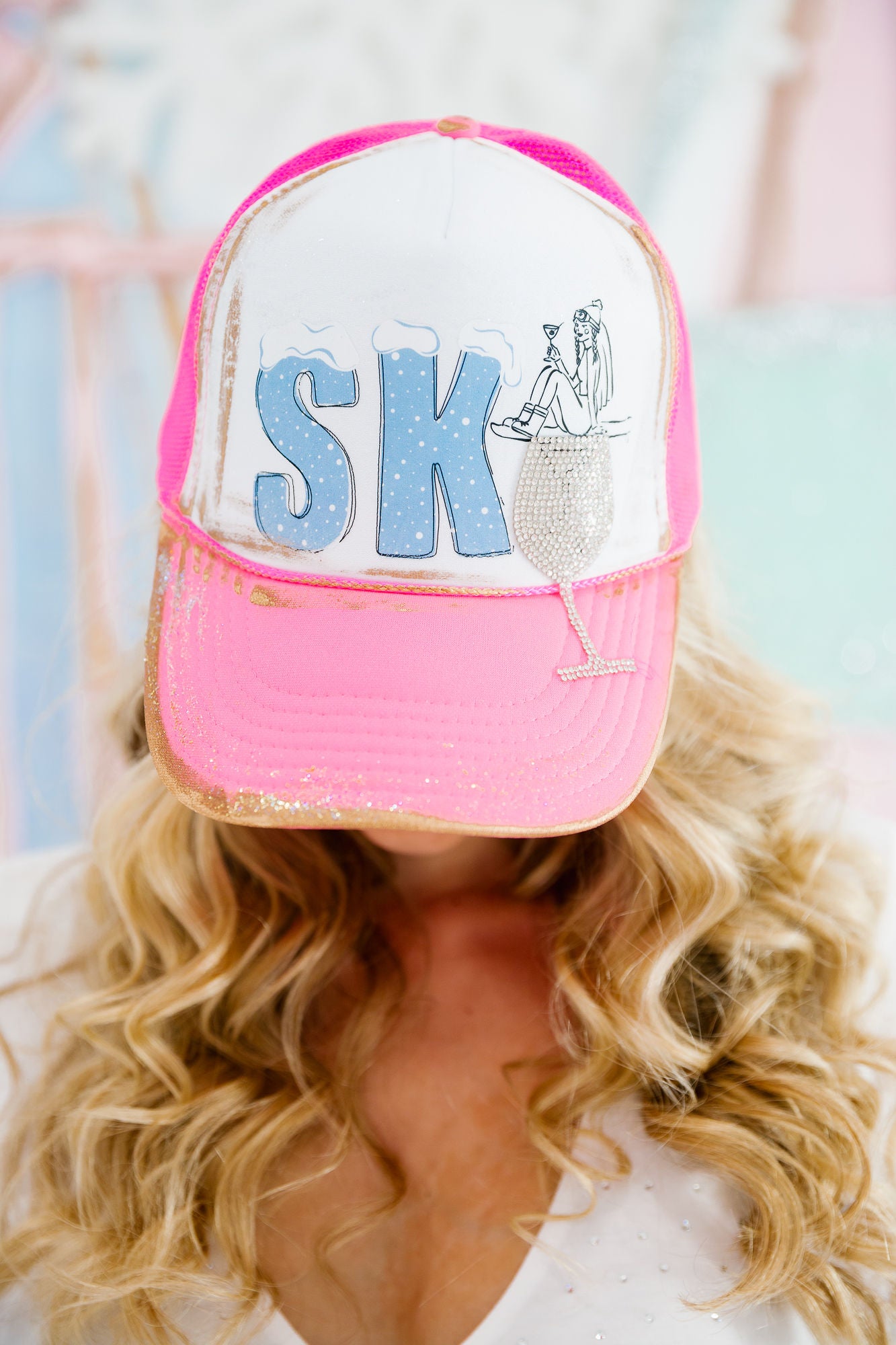 SKI SEASON PINK TRUCKER HAT HAT Judith March
