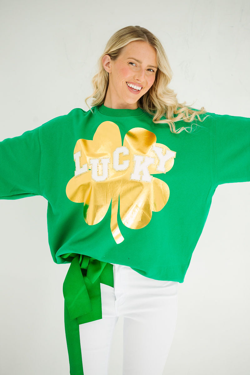 LUCKY CLOVER GREEN PULLOVER PULLOVER Judith March