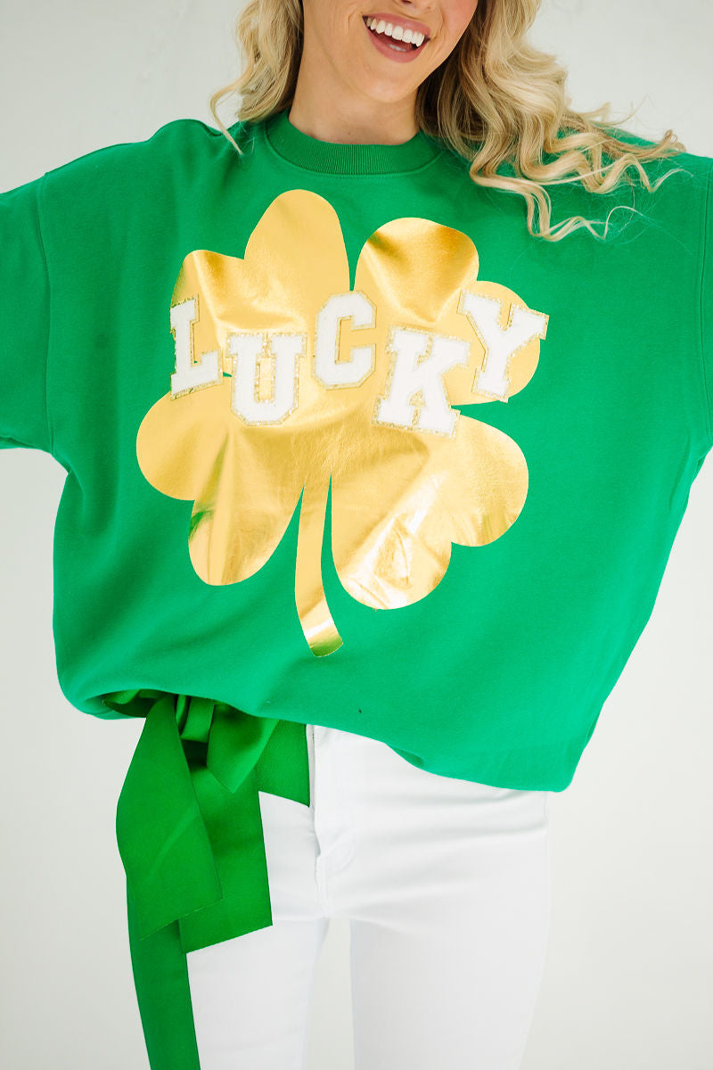 LUCKY CLOVER GREEN PULLOVER PULLOVER Judith March