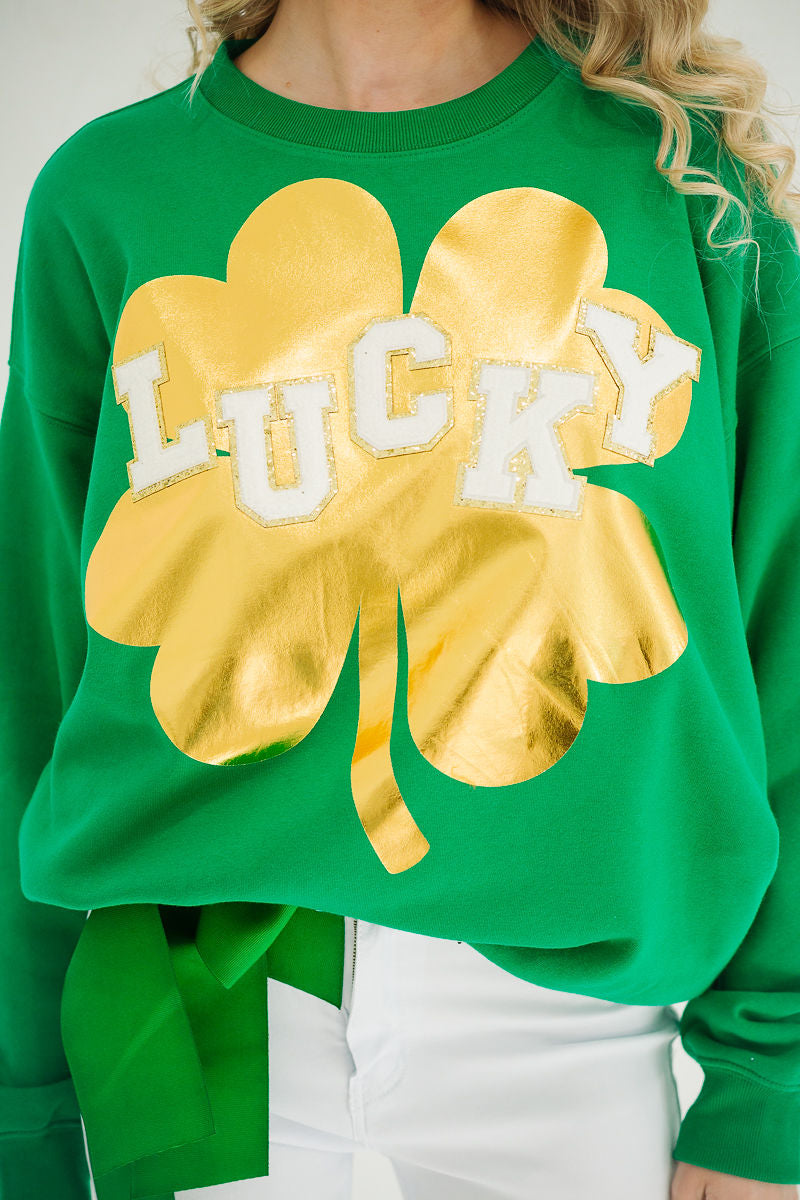 LUCKY CLOVER GREEN PULLOVER PULLOVER Judith March