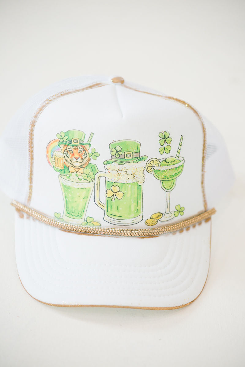 LUCK OF THE IRISH WHITE TRUCKER HAT HAT Judith March