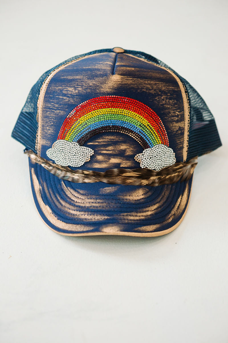 CHASING RAINBOWS NAVY TRUCKER HAT HAT Judith March