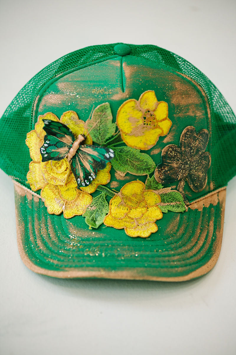 SHAMROCK FLORALS GREEN TRUCKER HAT HAT Judith March