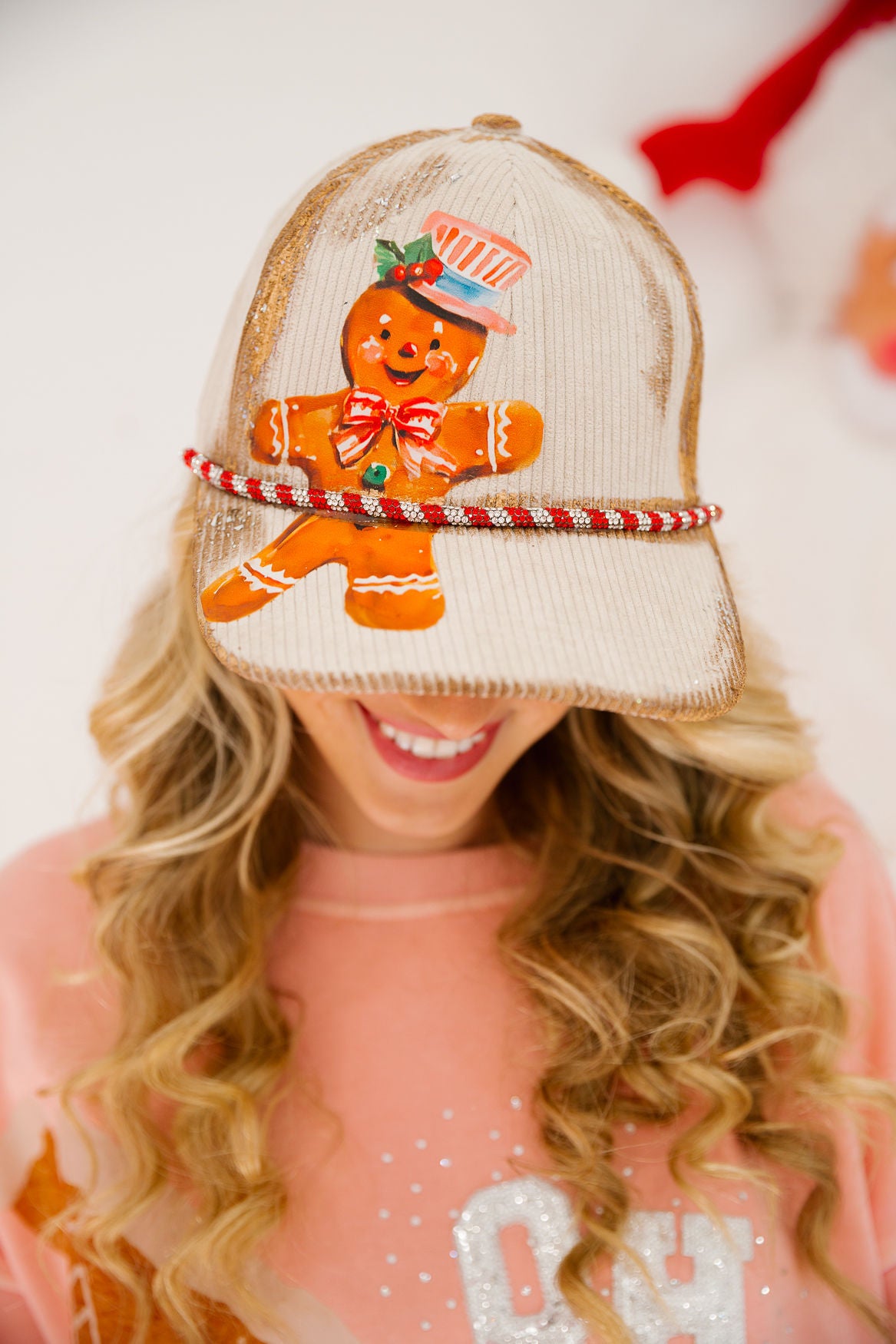 OH SNAP CREAM CORDUROY HAT TRUCKER HAT Judith March