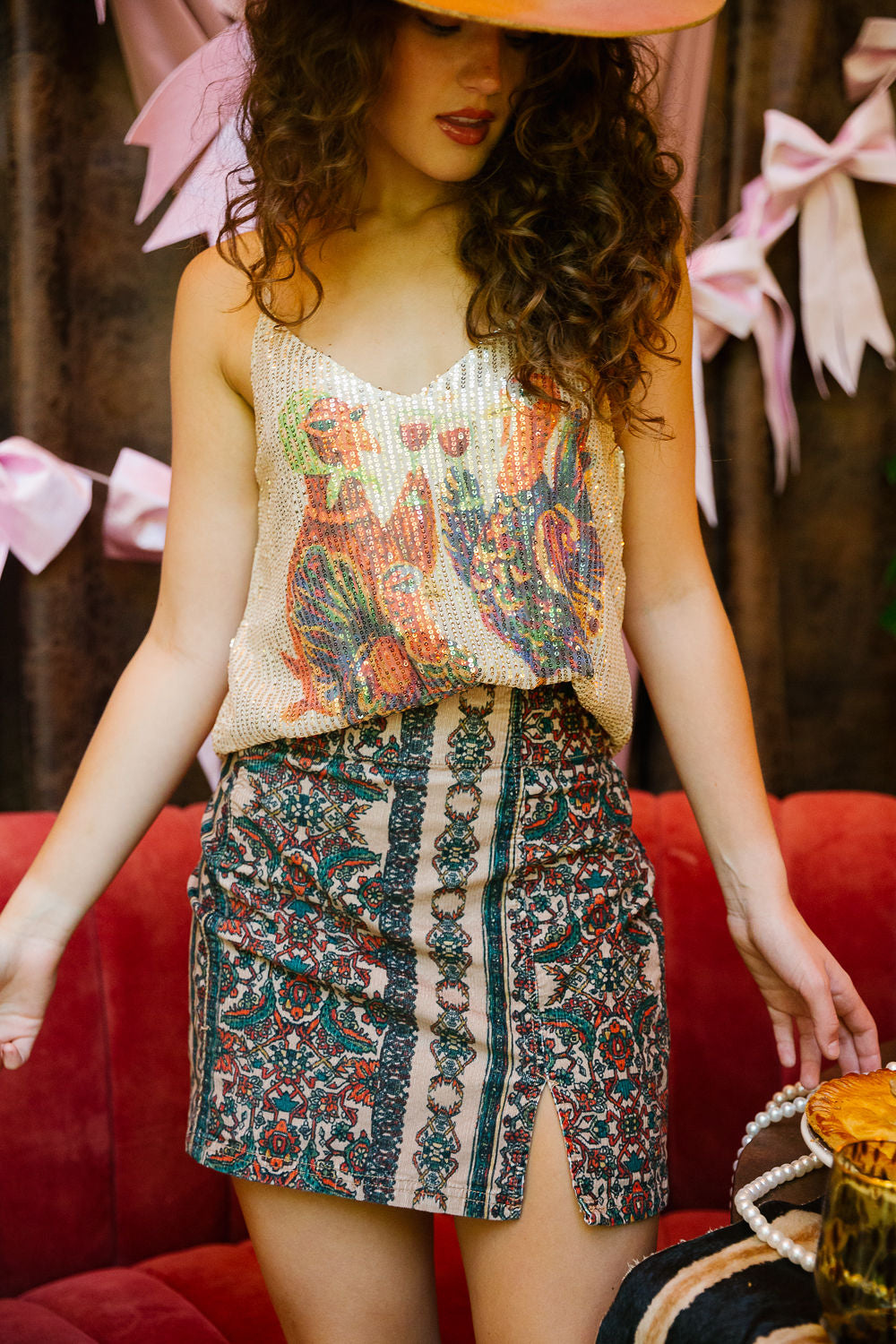 TIPSY TURKEY GOLD SEQUIN TANK TANK Judith March