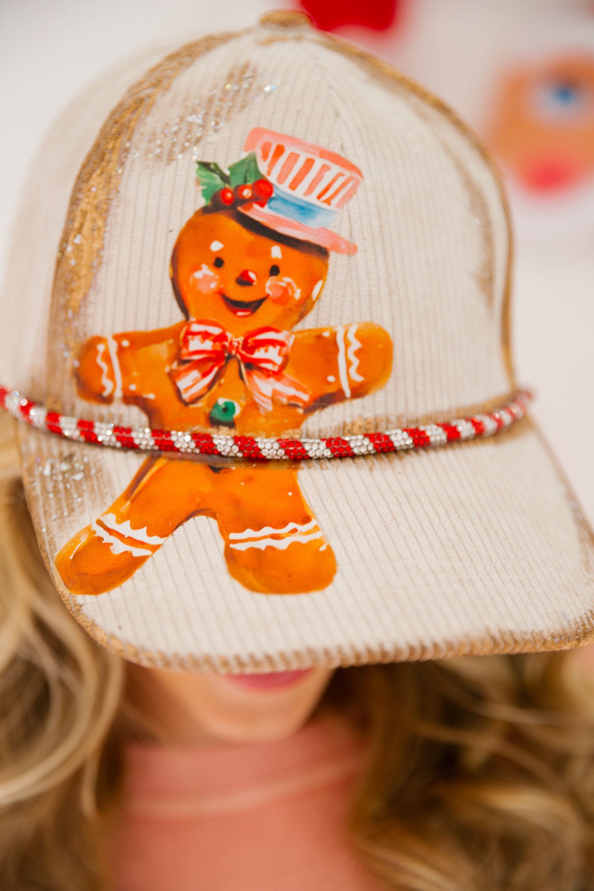 OH SNAP CREAM CORDUROY HAT TRUCKER HAT Judith March