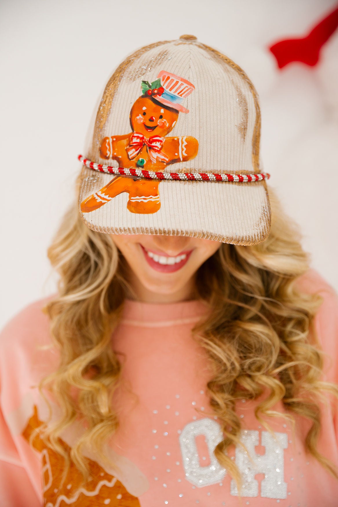 OH SNAP CREAM CORDUROY HAT TRUCKER HAT Judith March