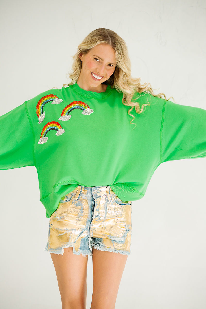 OVER THE RAINBOW GREEN PULLOVER PULLOVER Judith March