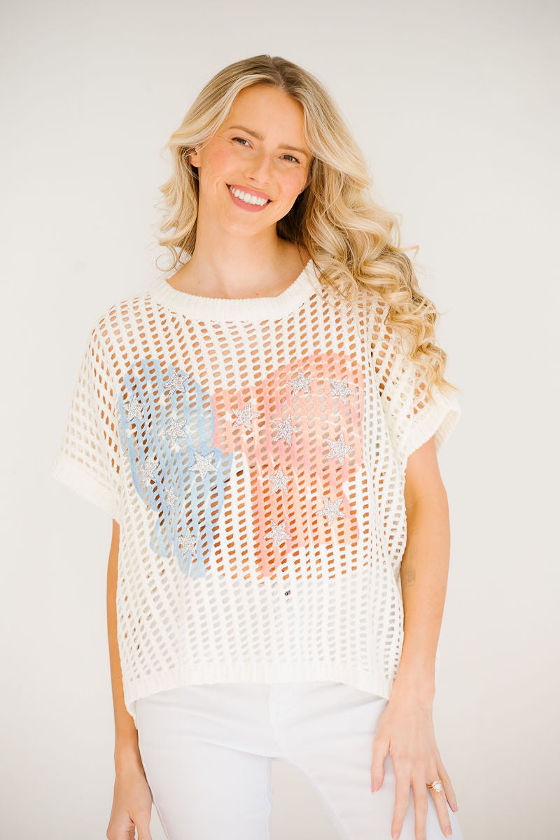 *USA BOW CROCHET TOP - MEDIUM TOP Judith March