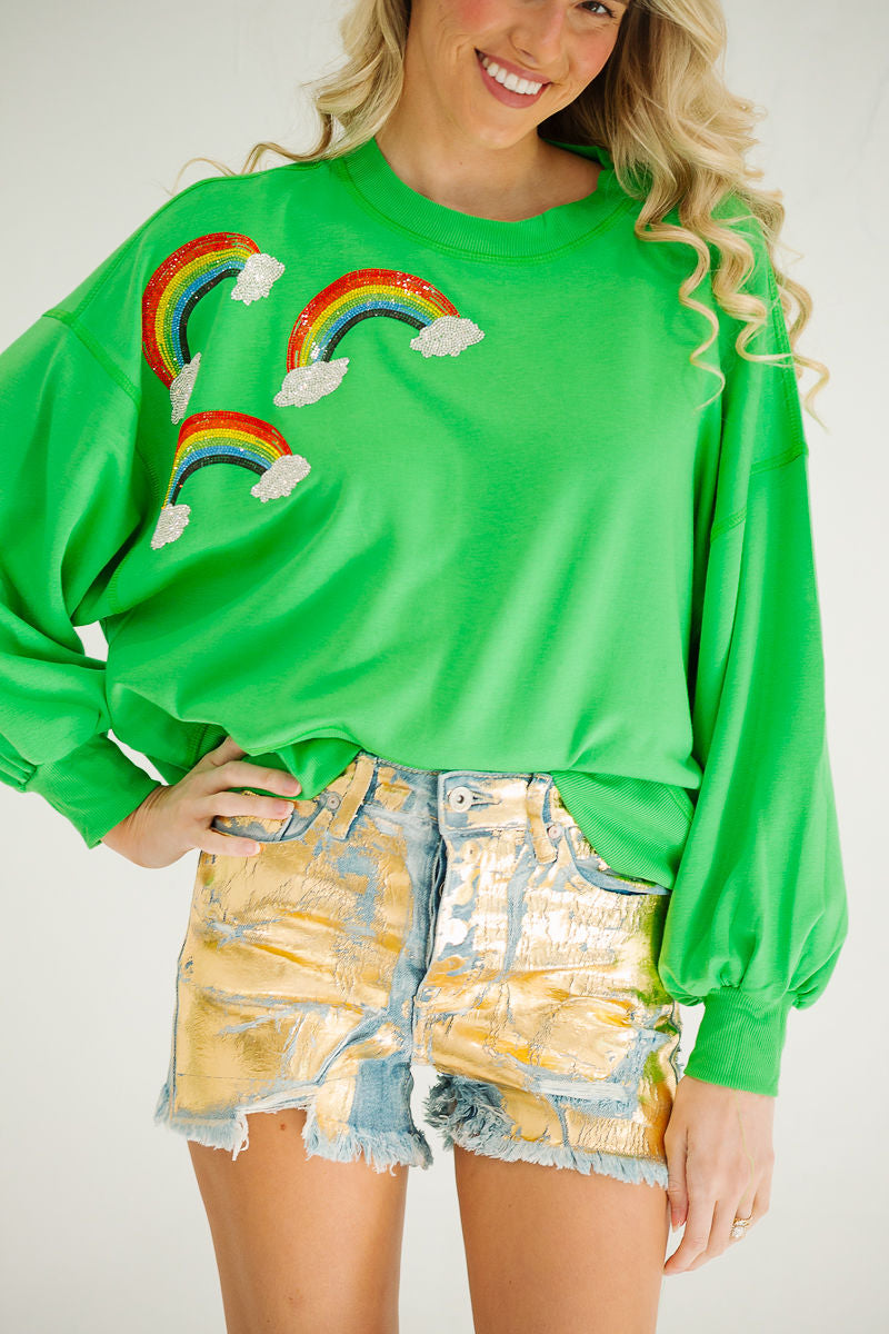 OVER THE RAINBOW GREEN PULLOVER PULLOVER Judith March