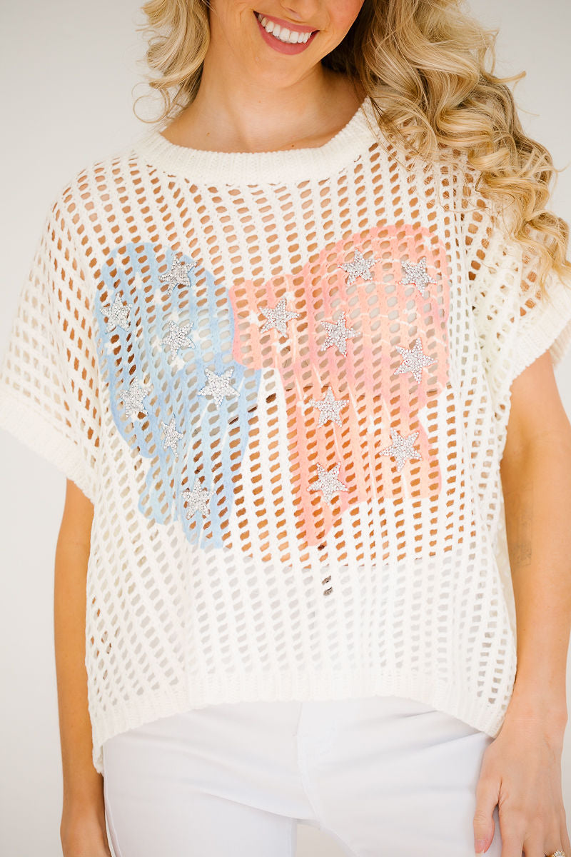 *USA BOW CROCHET TOP - MEDIUM TOP Judith March