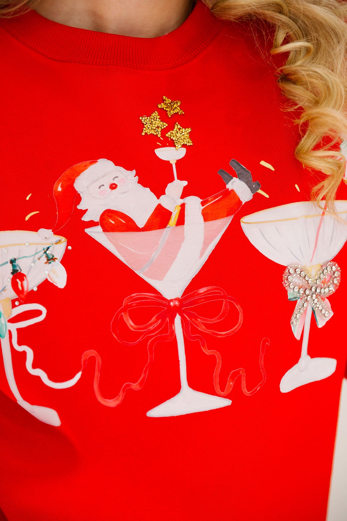 TIPSY SANTA RED PULLOVER PULLOVER Judith March