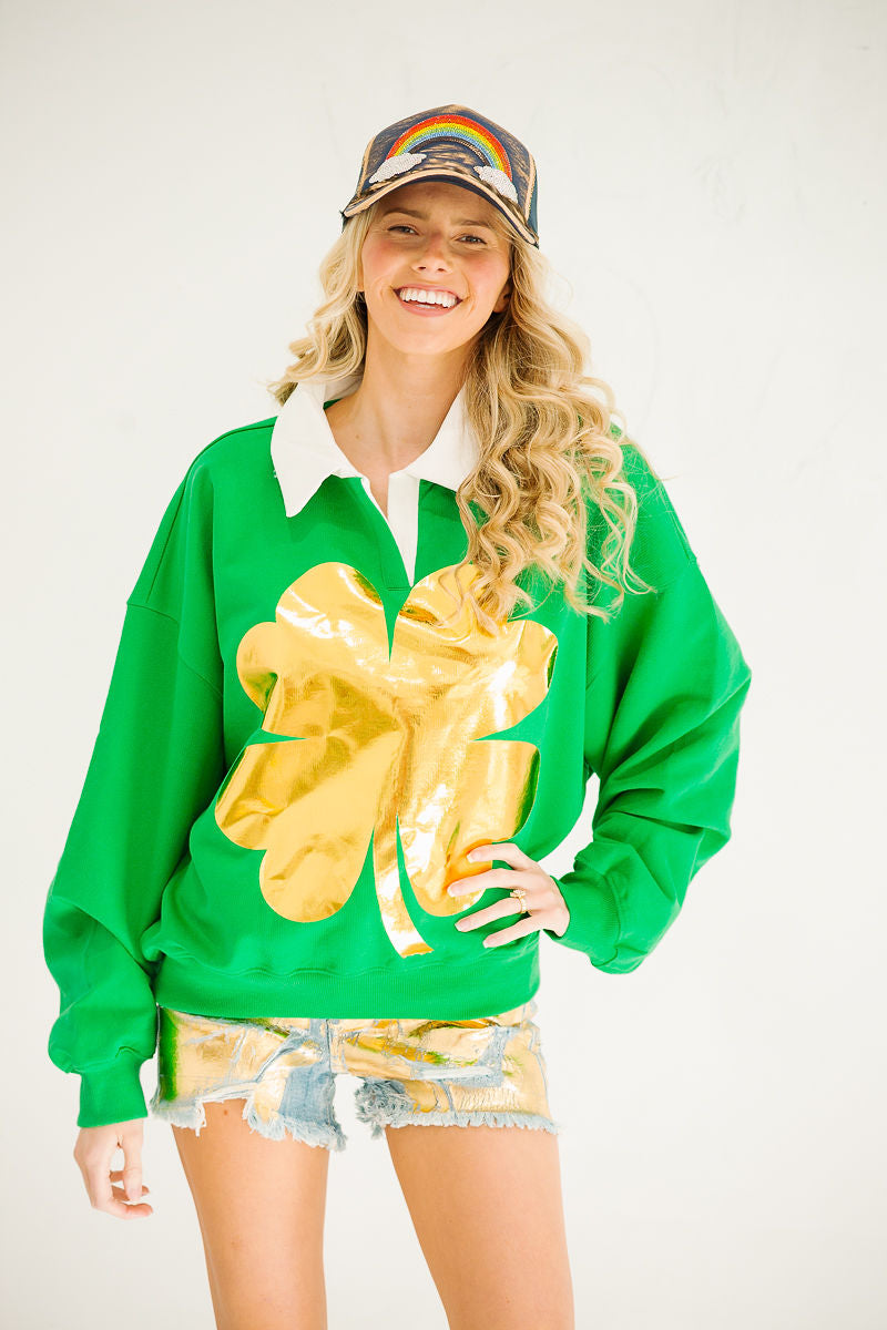 GOLDEN CLOVER GREEN CREW NECK PULLOVER Judith March