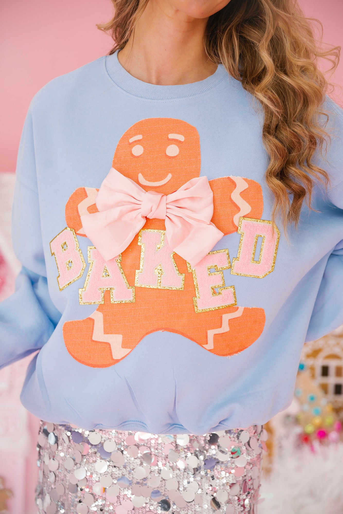 BAKED GINGERBREAD BLUE PULLOVER PULLOVER Judith March   