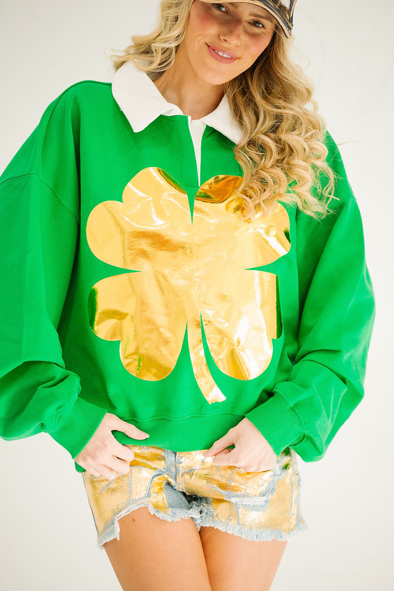 GOLDEN CLOVER GREEN CREW NECK PULLOVER Judith March