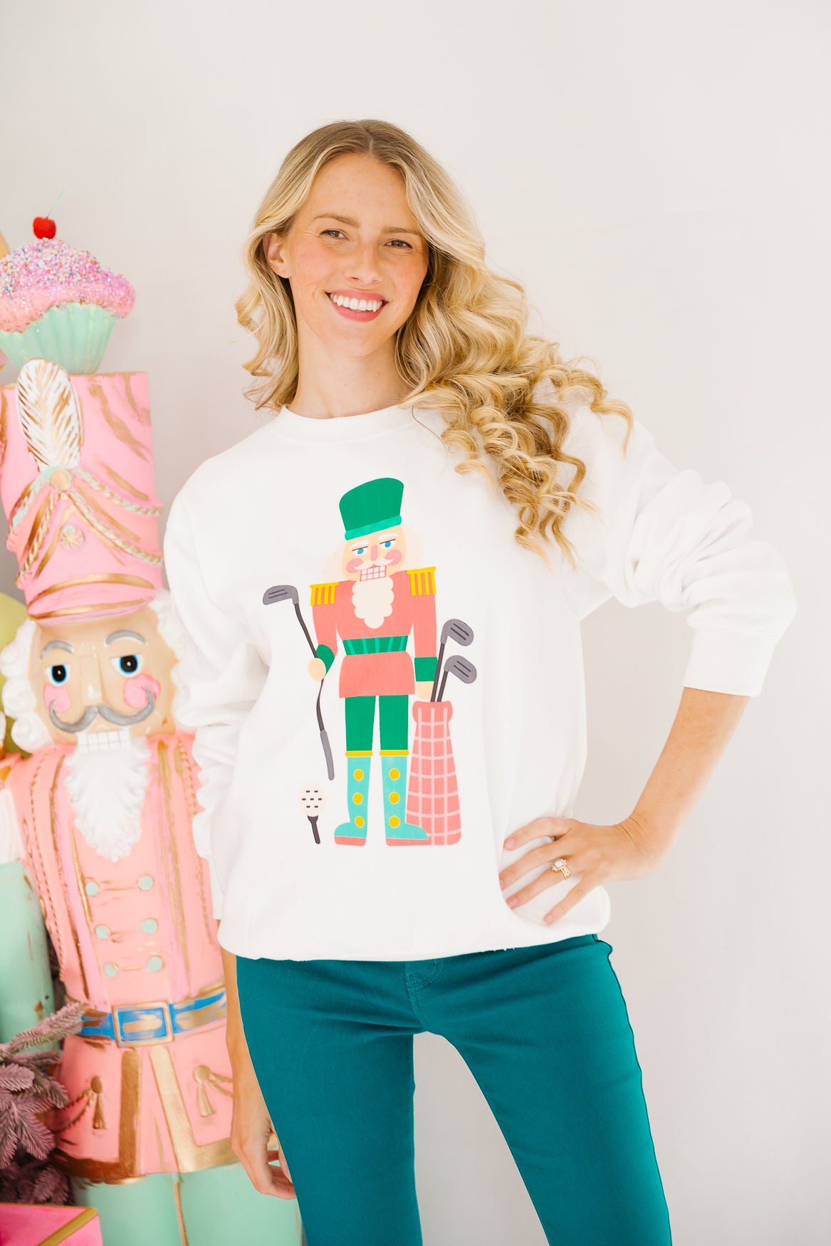 BALLET AND BIRDIES WHITE PULLOVER PULLOVER Judith March