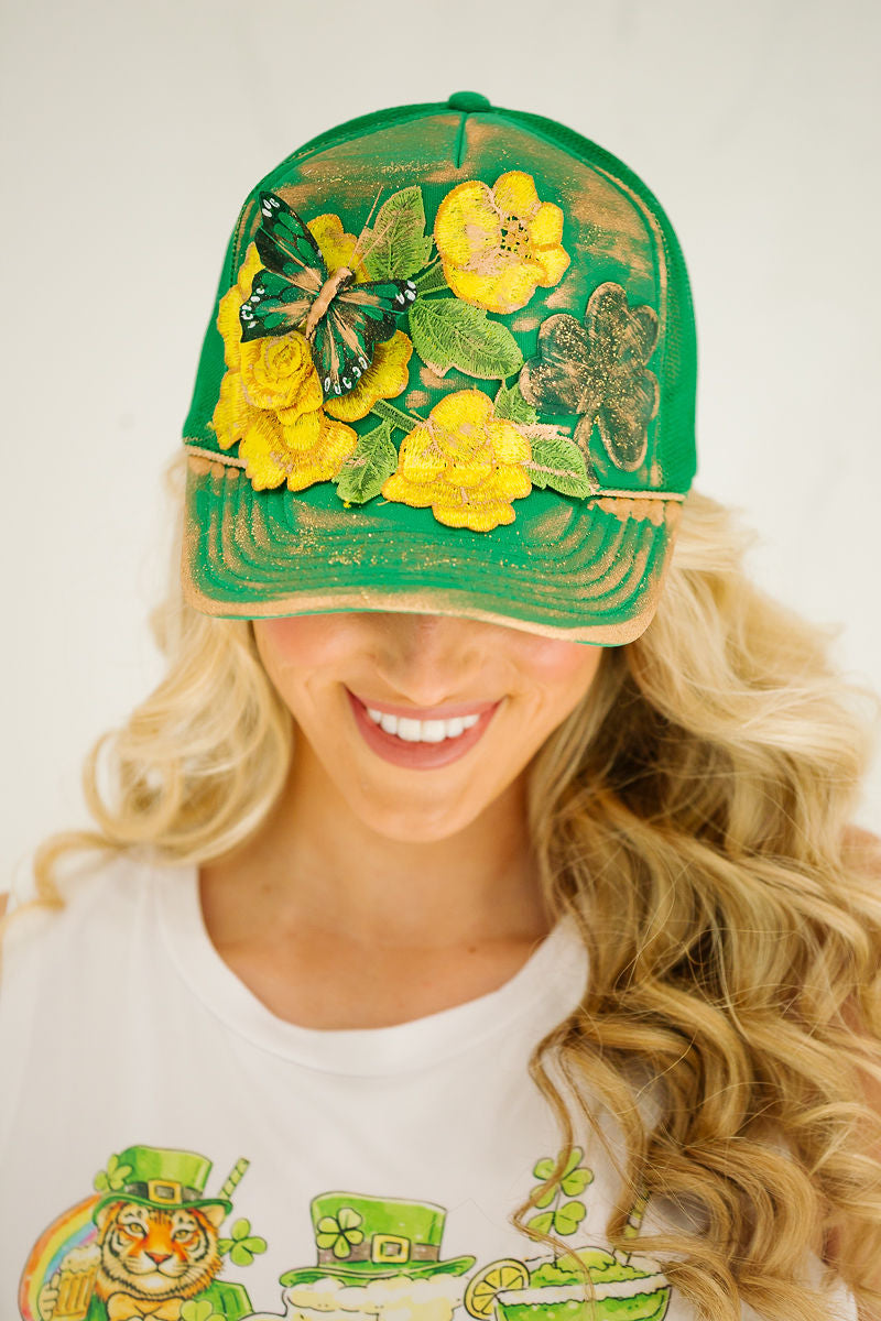 SHAMROCK FLORALS GREEN TRUCKER HAT HAT Judith March