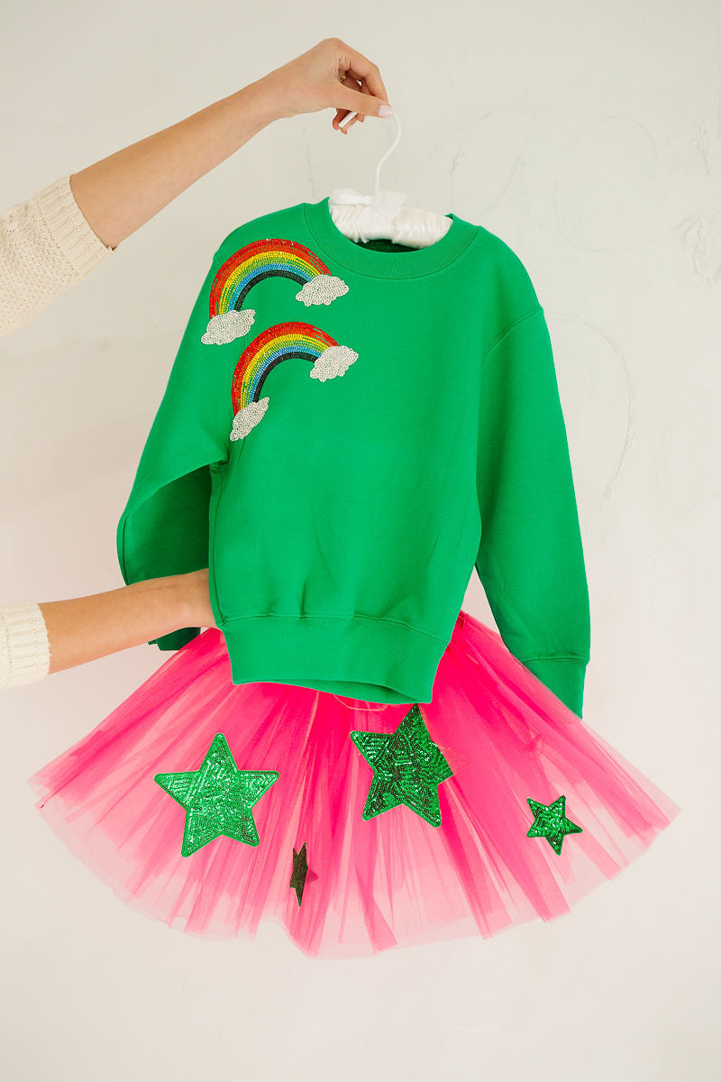 MINI KIDS OVER THE RAINBOW GREEN PULLOVER PULLOVER Judith March