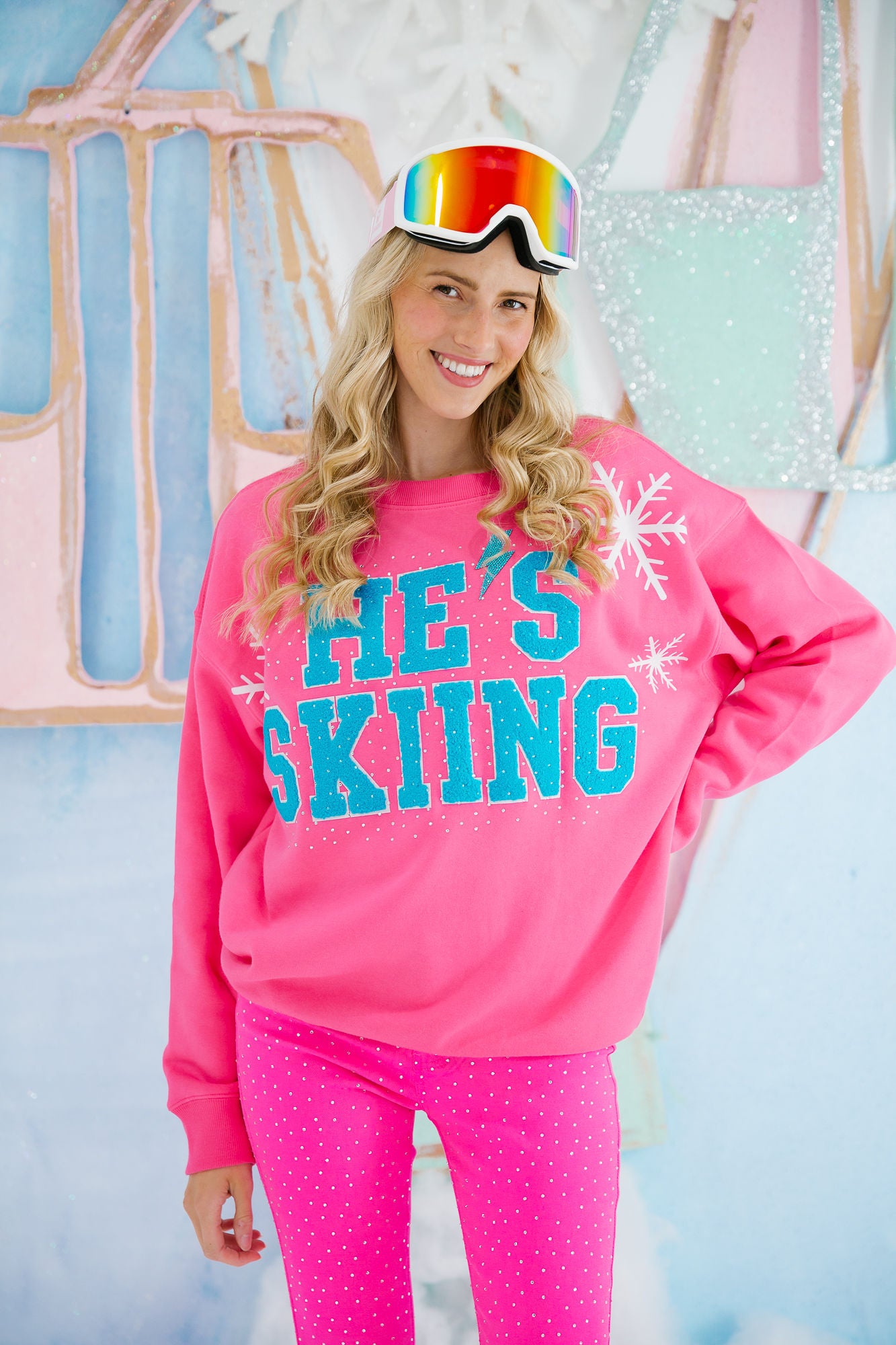 HE'S SKIING PINK PULLOVER PULLOVER Judith March