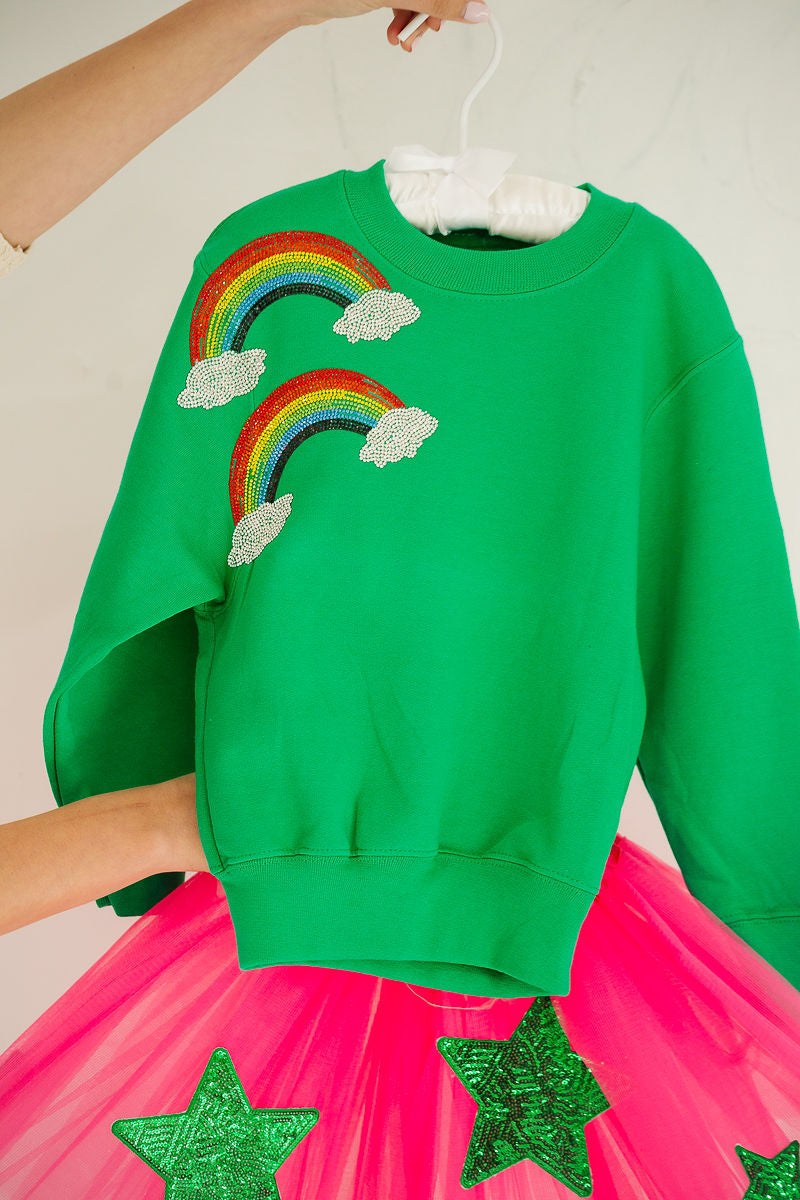 MINI KIDS OVER THE RAINBOW GREEN PULLOVER PULLOVER Judith March