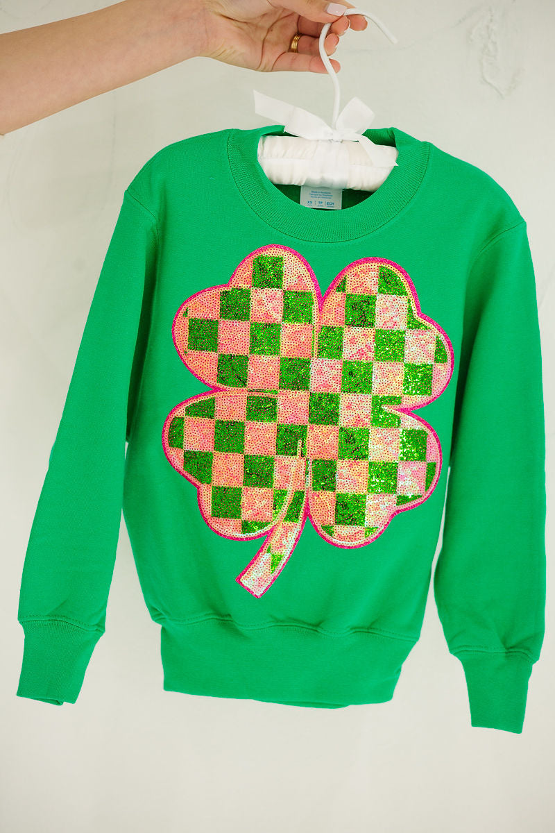 MINI KIDS LUCKY CLOVER GREEN PULLOVER PULLOVER Judith March