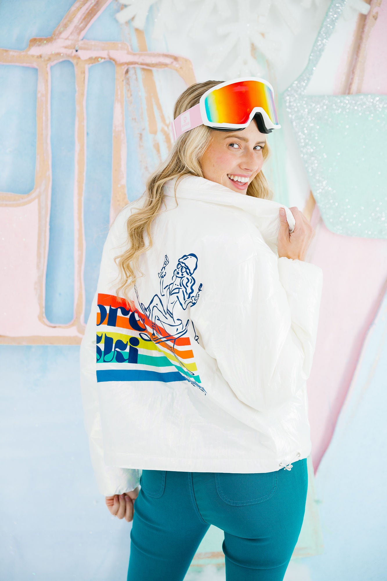 APRÈS SKI RAINBOW STRIPED PUFFER JACKET JACKET Judith March