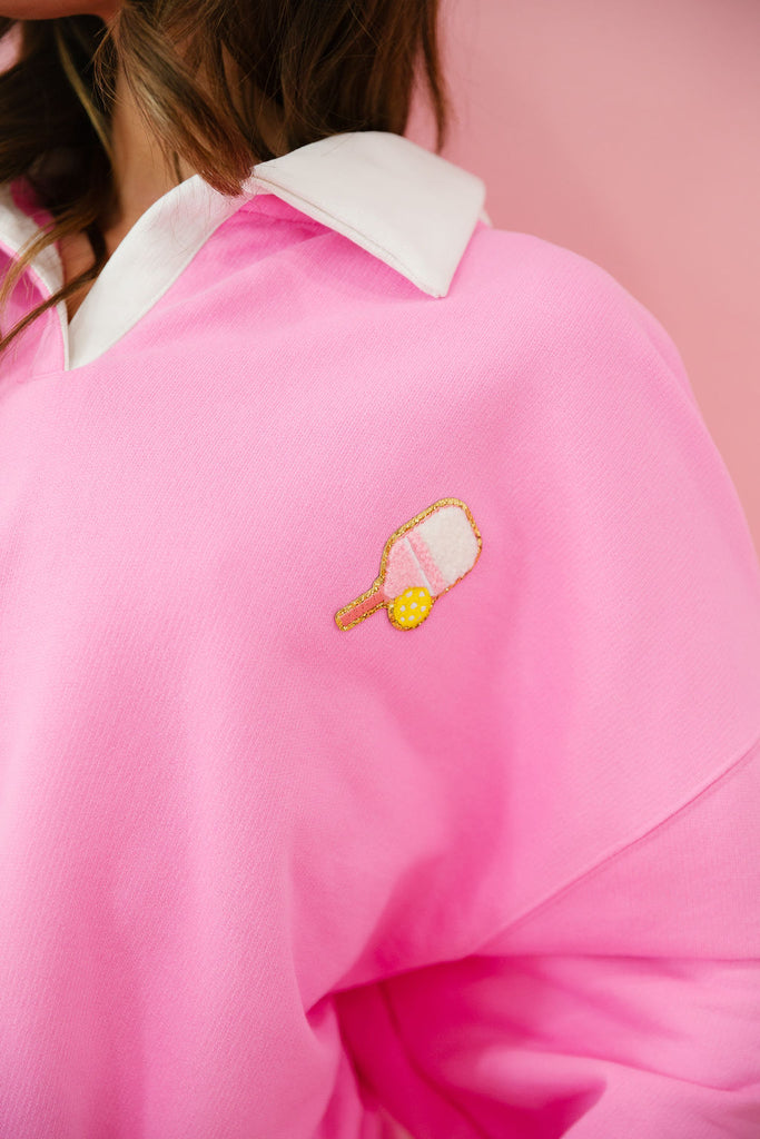 PICKLEBALL PINK CREW NECK PULLOVER Judith March