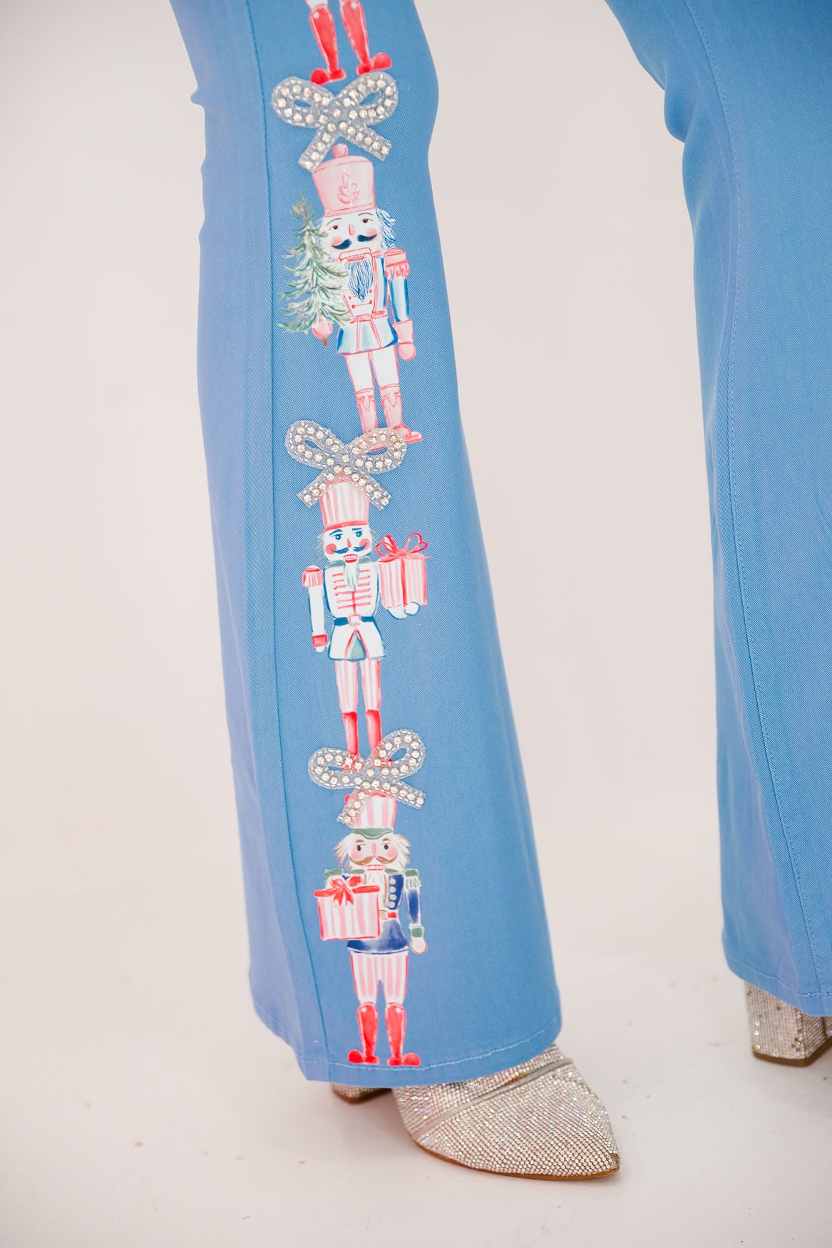 NUTCRACKER BOW BLUE FLARE PANTS FLARES Judith March