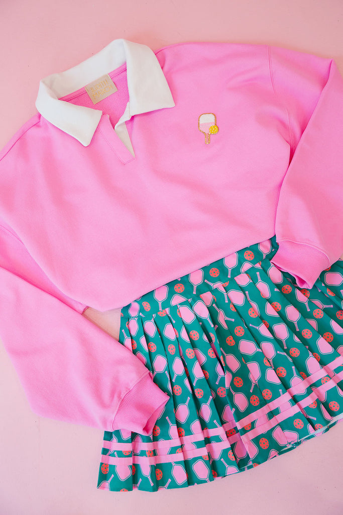 PICKLEBALL PINK CREW NECK PULLOVER Judith March