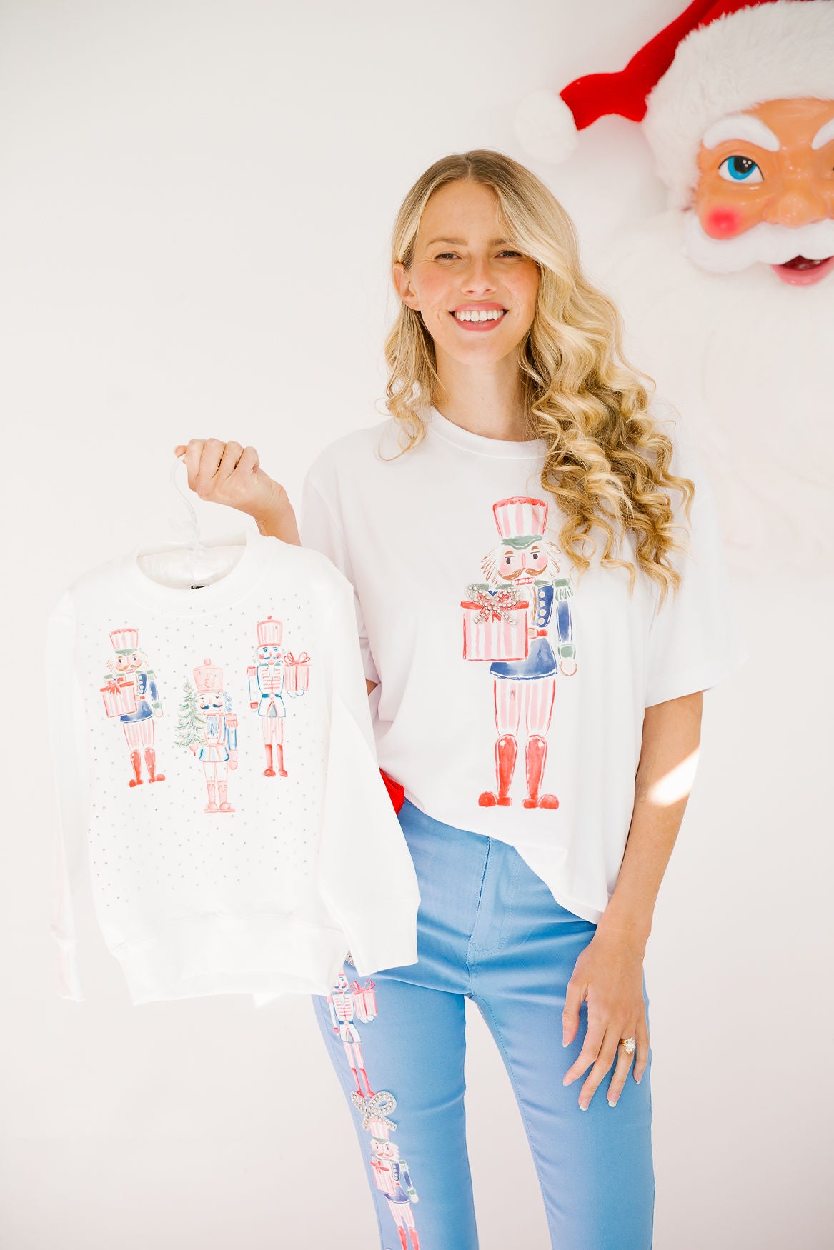 MINI KIDS FESTIVE NUTCRACKER WHITE PULLOVER PULLOVER Judith March