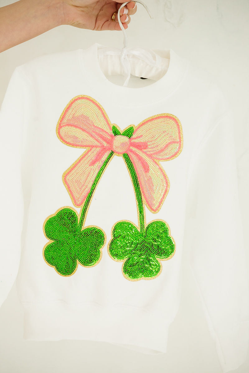 MINI KIDS CLOVER BOW WHITE PULLOVER PULLOVER Judith March