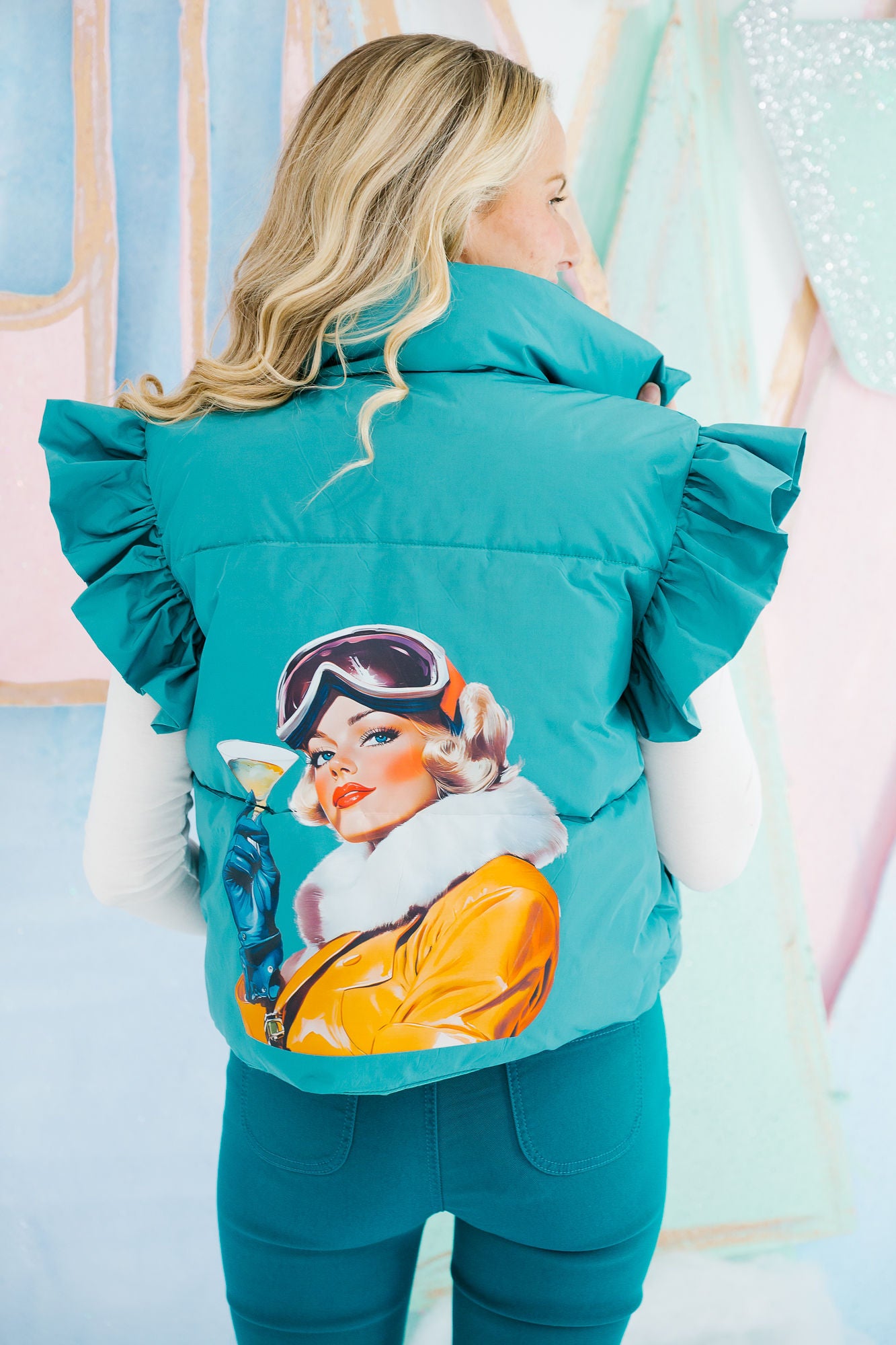 SLOPESIDE SPRITZ TEAL PUFFER VEST VEST Judith March