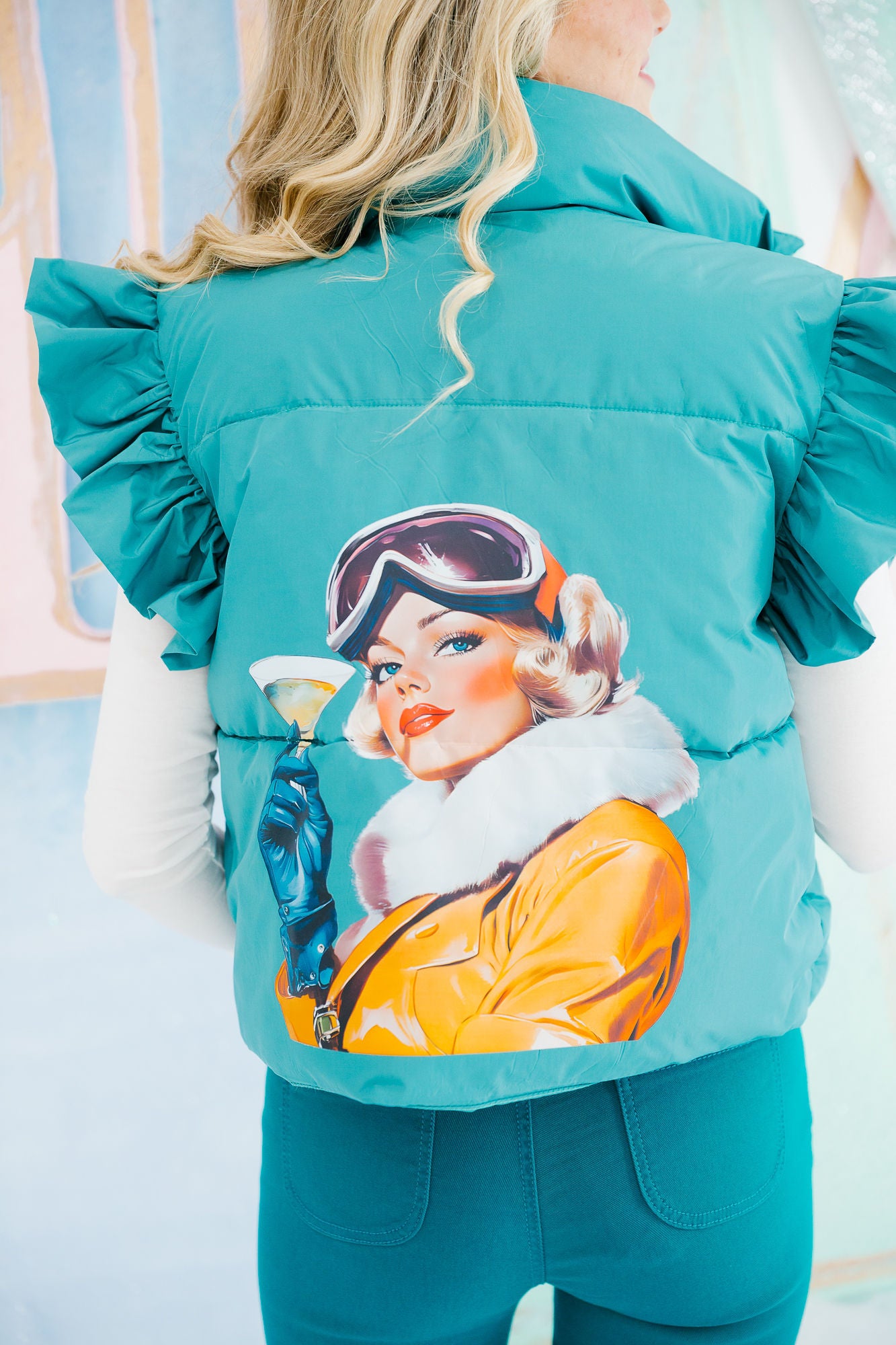 SLOPESIDE SPRITZ TEAL PUFFER VEST VEST Judith March