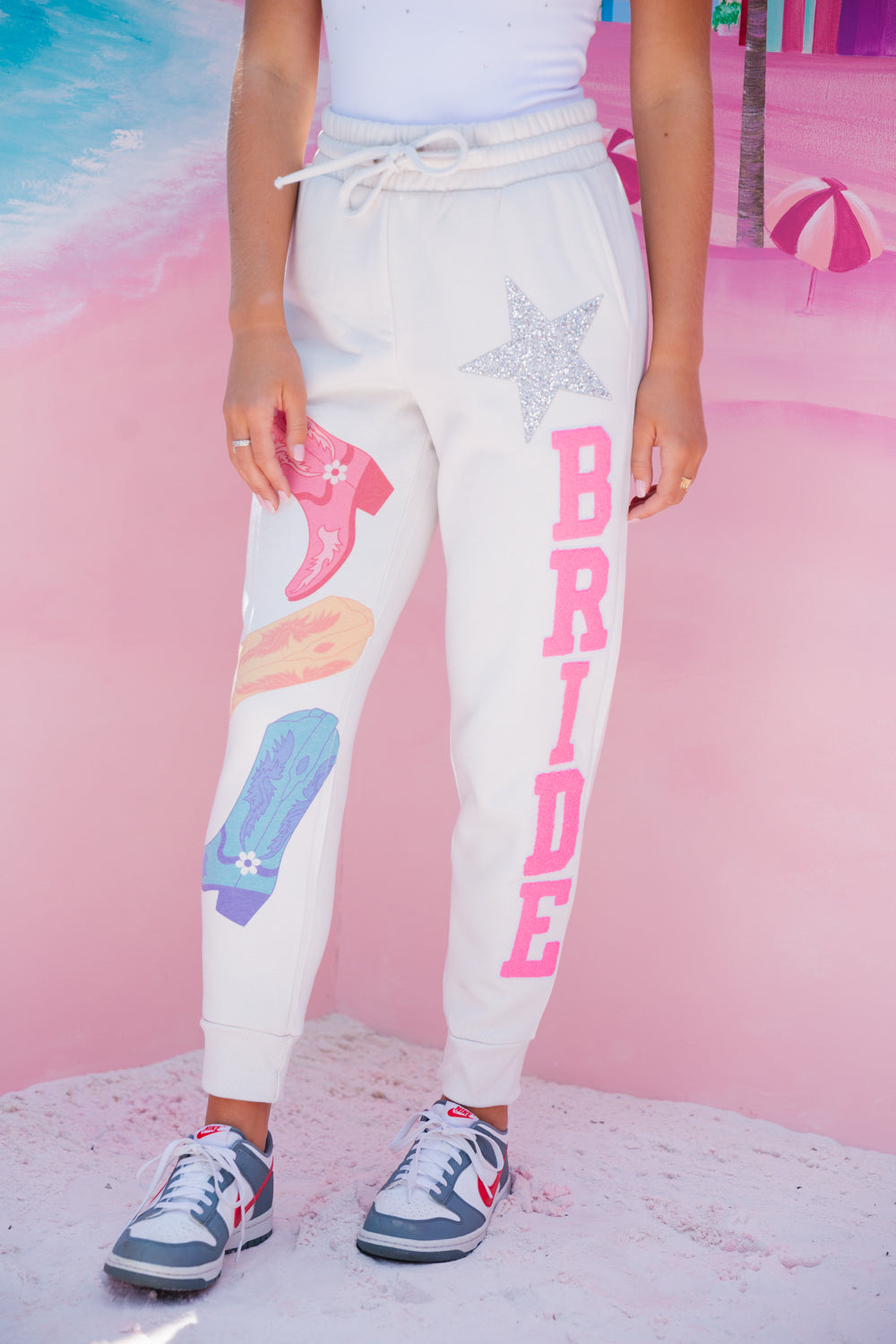 COWBOY BRIDE PINK VARSITY JOGGERS  Judith March SMALL  
