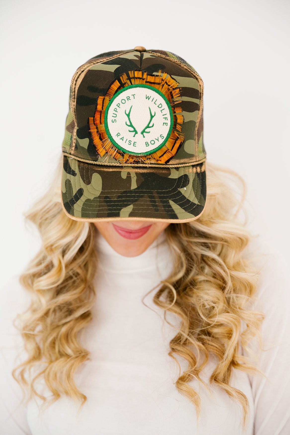 SUPPORT WILDLIFE RAISE BOYS CAMO TRUCKER HAT TRUCKER HAT Judith March