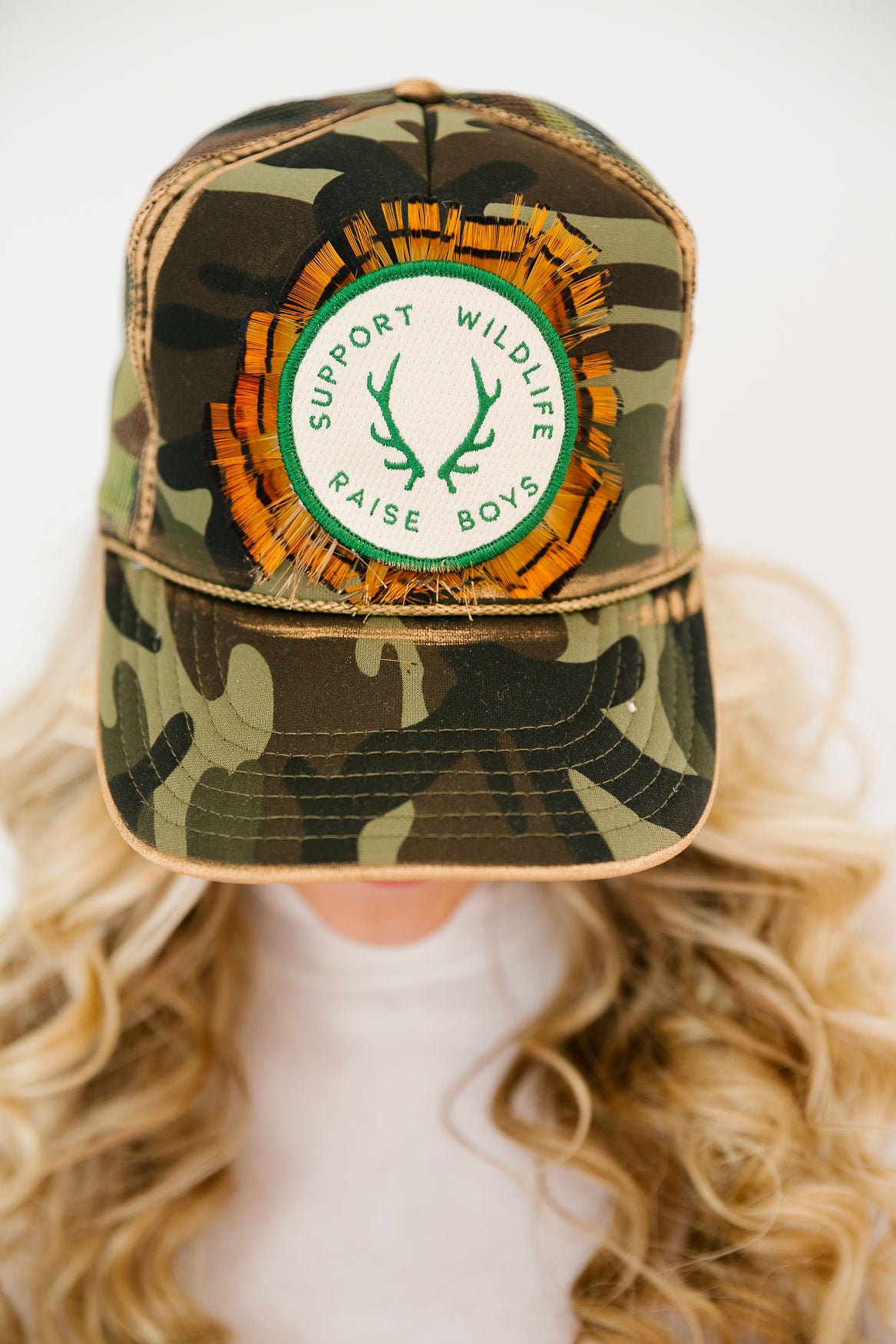 SUPPORT WILDLIFE RAISE BOYS CAMO TRUCKER HAT TRUCKER HAT Judith March