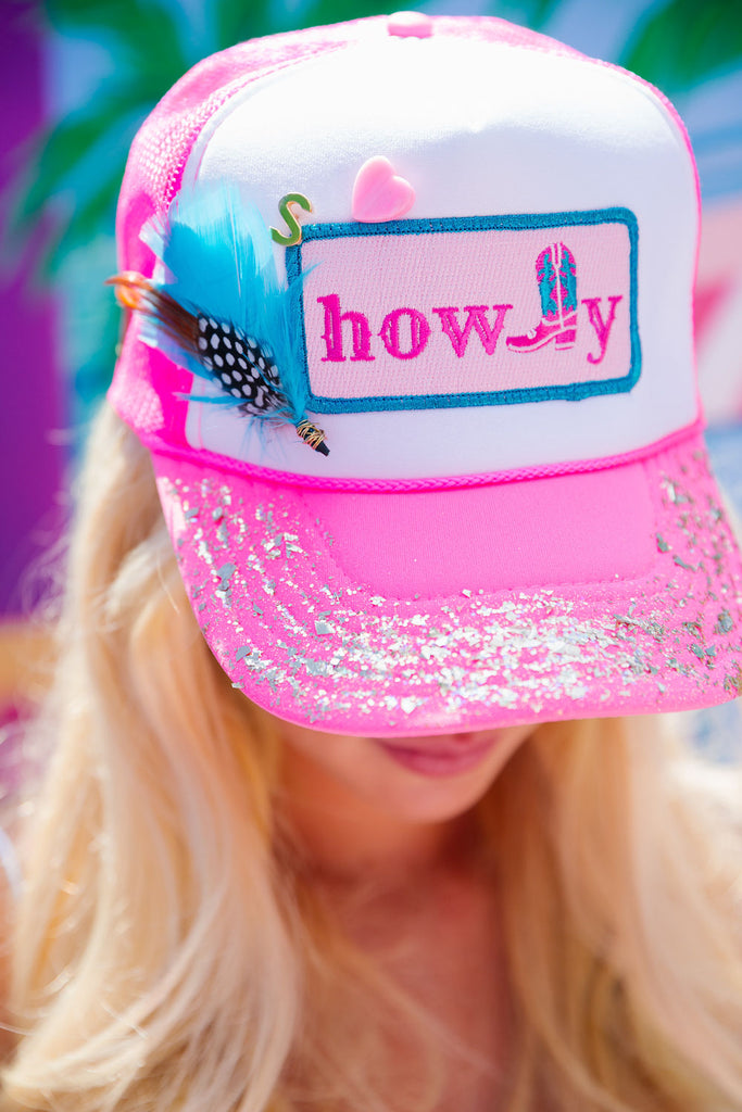 CUSTOM HOWDY PINK TRUCKER HAT LIMITED EDITION Judith March   