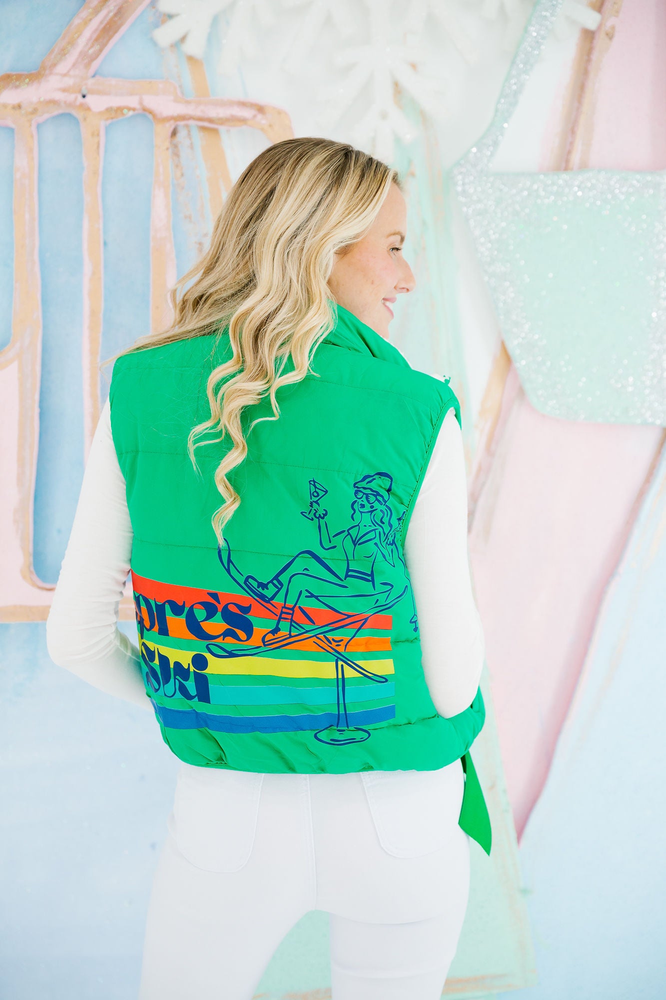 APRÈS SKI GREEN PUFFER VEST VEST Judith March