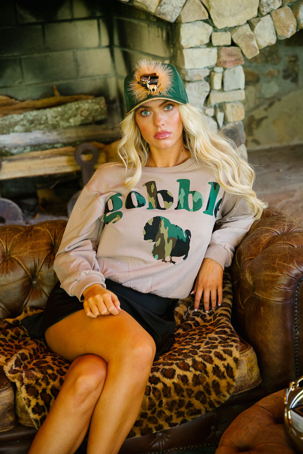 GOBBLE CAMO BEJEWELED LOUNGE TOP Loungewear Judith March