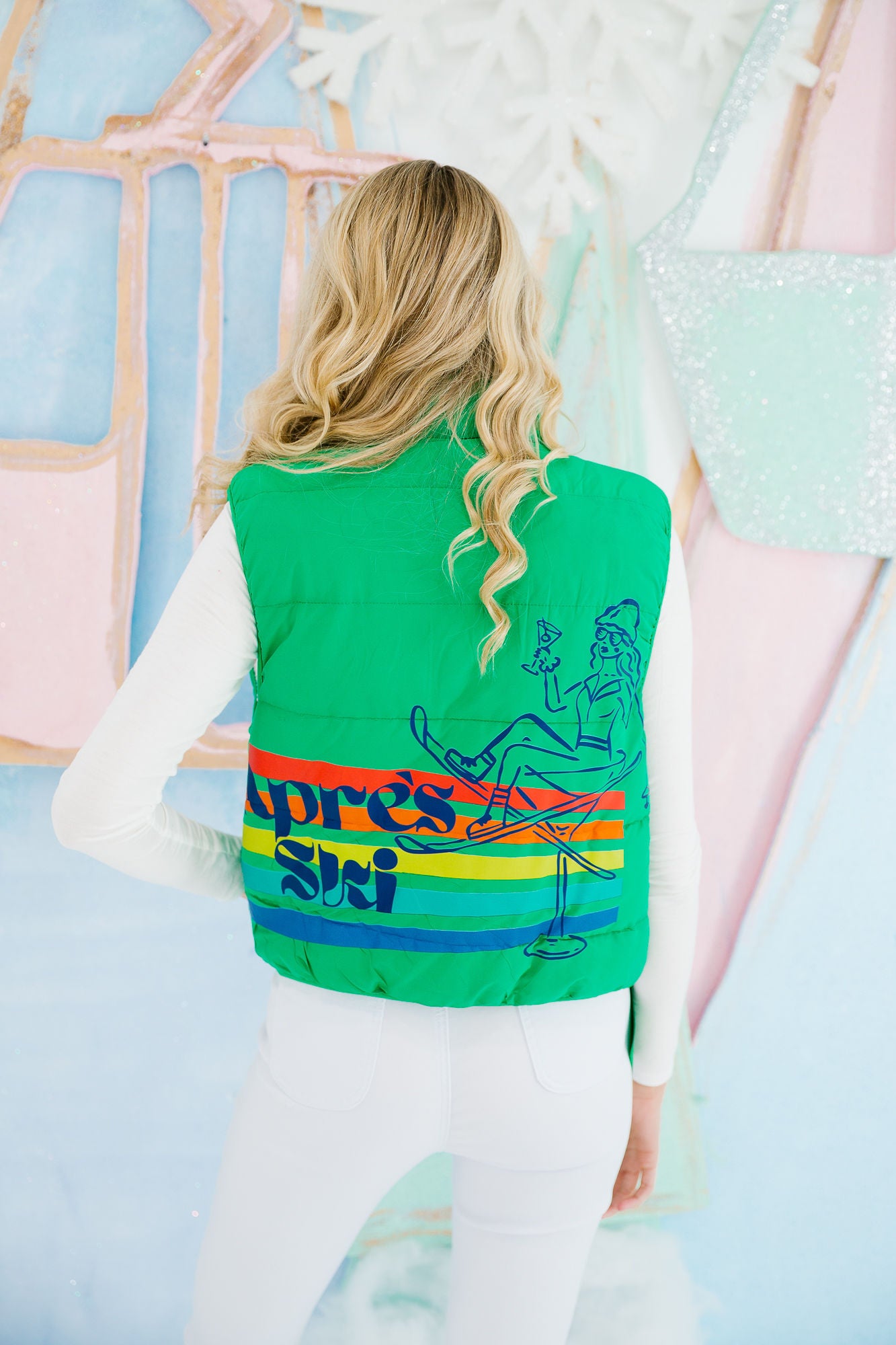 APRÈS SKI GREEN PUFFER VEST VEST Judith March