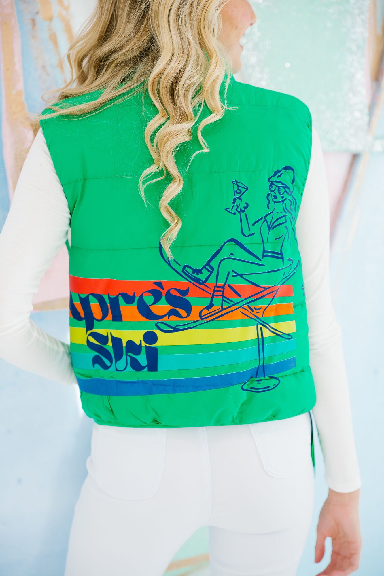 APRÈS SKI GREEN PUFFER VEST VEST Judith March