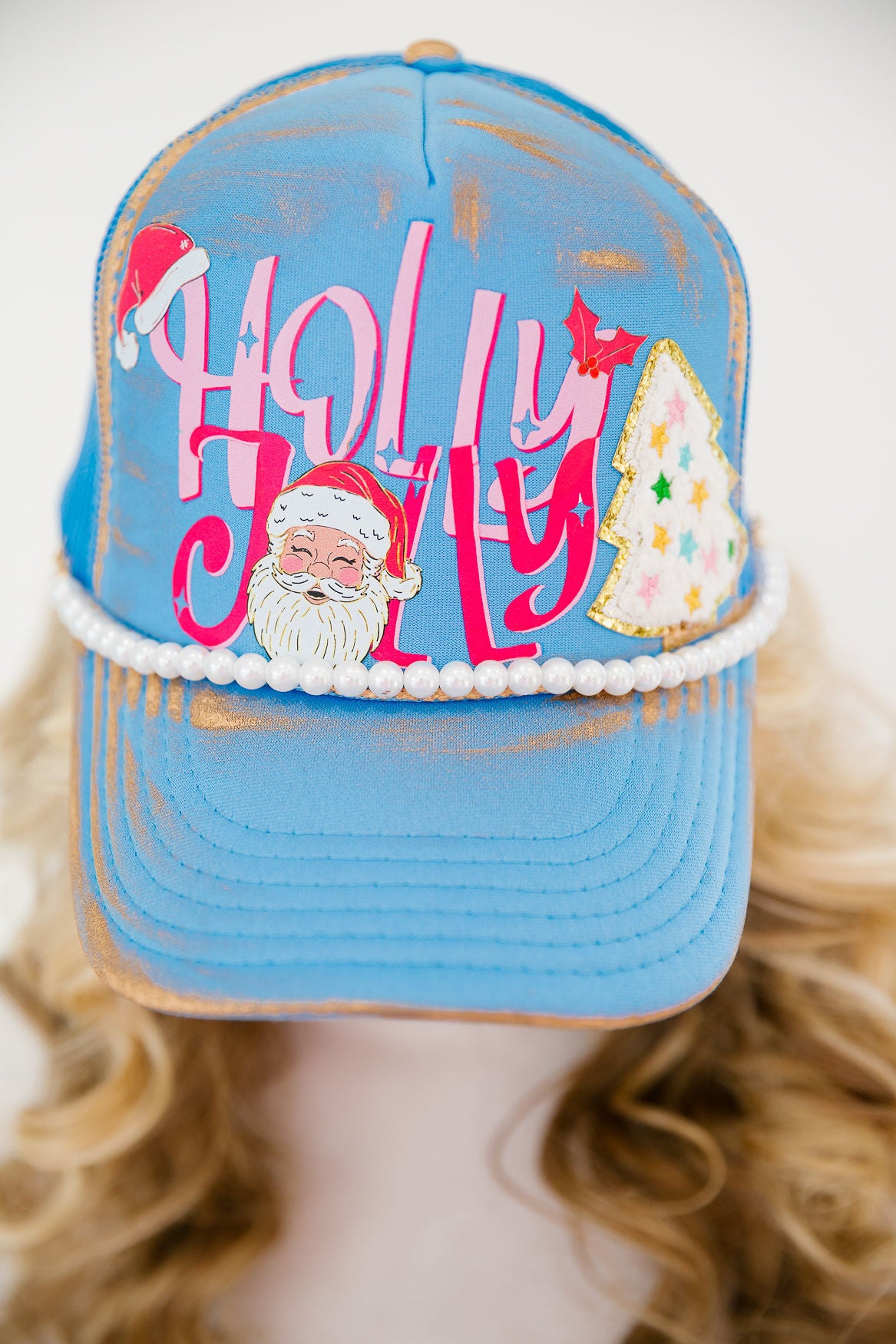 SANTA'S HOLLY JOLLY TRUCKER HAT TRUCKER HAT Judith March