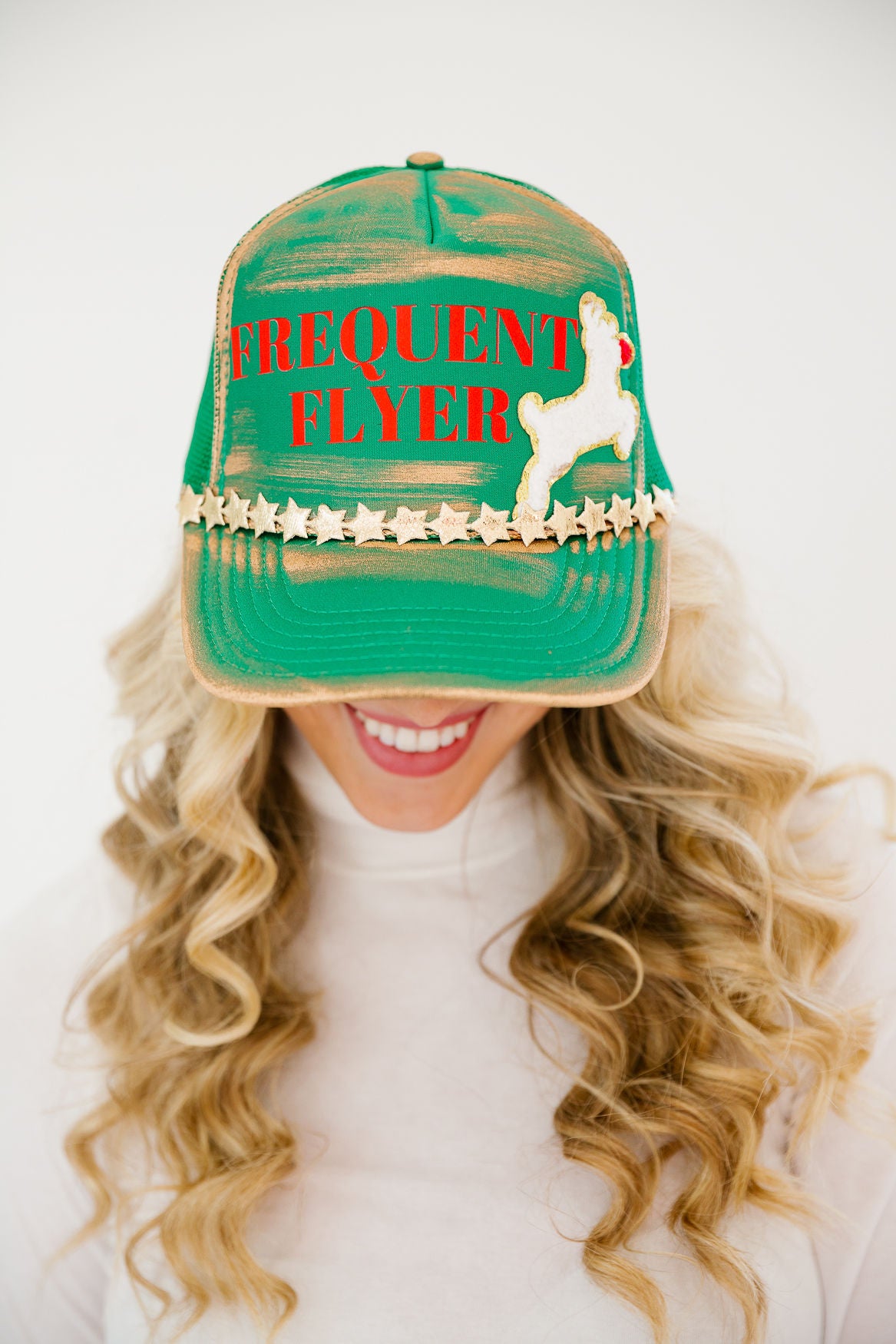 FREQUENT FLYER GREEN TRUCKER HAT TRUCKER HAT Judith March