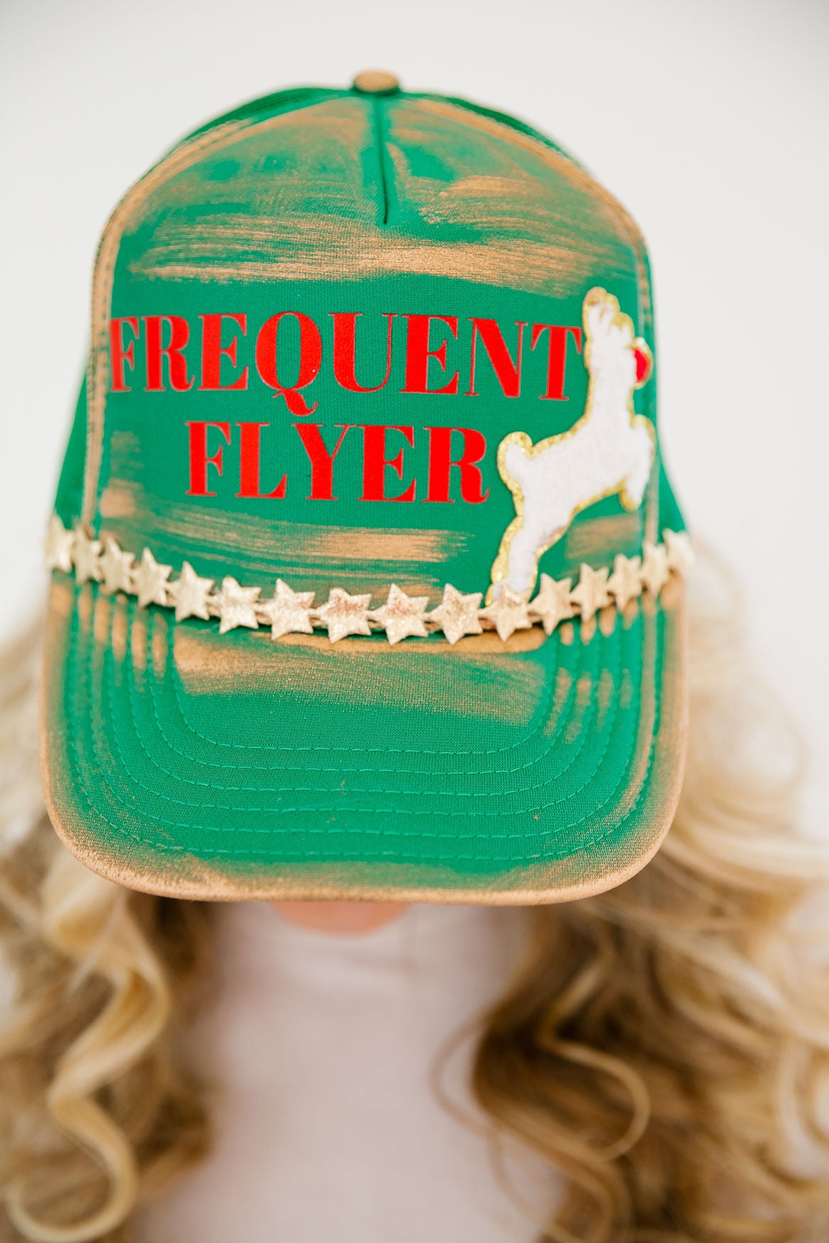 FREQUENT FLYER GREEN TRUCKER HAT TRUCKER HAT Judith March