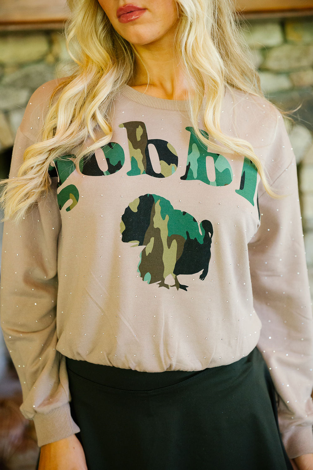 GOBBLE CAMO BEJEWELED LOUNGE TOP Loungewear Judith March