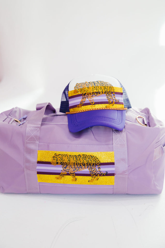 RHINESTONE TIGER PURPLE DUFFLE BAG Duffel Bags Judith March
